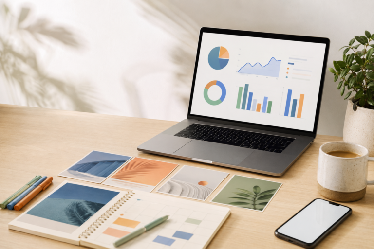 Weekly social media content performance review workspace